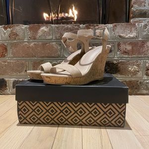 Nude & Cork Wedge Heels
